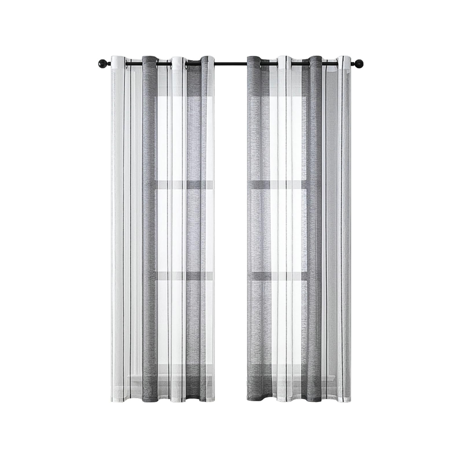 Dunkelgrau Voile Vorhänge 2 Stück Polyester, Fenster Kurz Vorhänge Transparent 160 cm Lang mit Ösen Moderne Elegant für Schlafzimmer, H160 x B96 cm