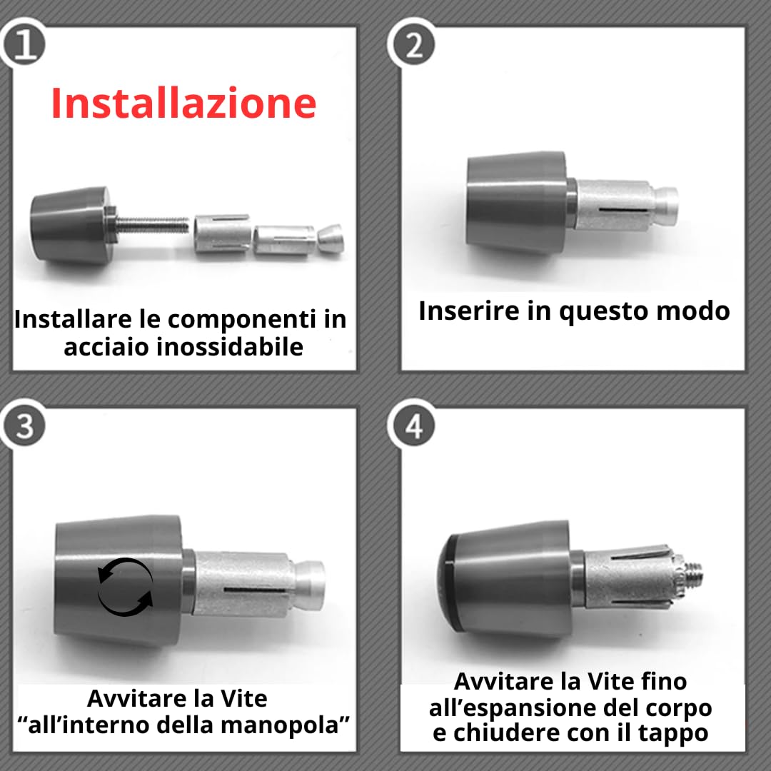 Contrappesi Manubrio Moto 22mm Universali, Contrappesi Manubrio Scooter, Bilancieri Manubrio Scooter Moto, Terminali Manubrio, Terminali Manopole Moto, Tappi Manubrio Moto Scooter in Alluminio CNC