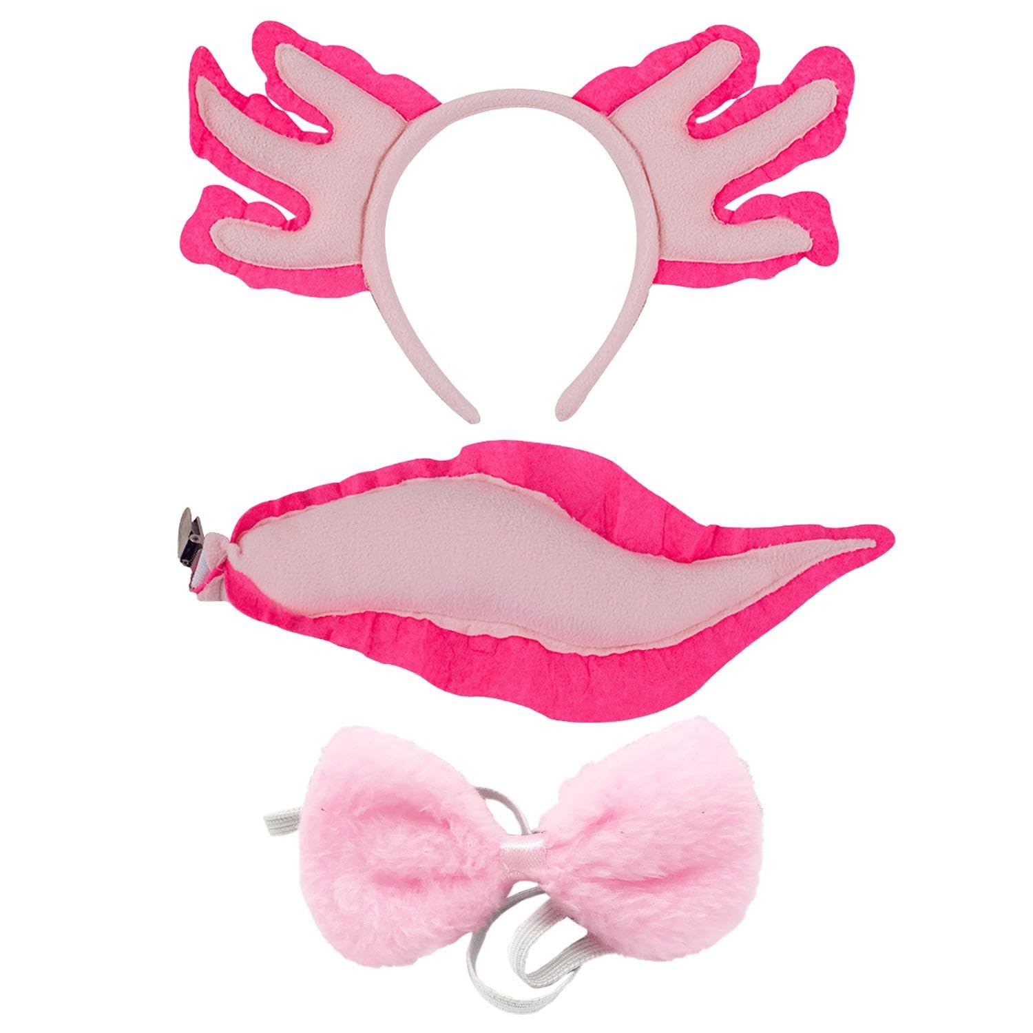 Tvsvkwe Pink 1 Headband, 1 Tail, 1 Bow Tie, Cute Animal Acting Props, Creative Lizard Fish Costumes, Party Costumes.