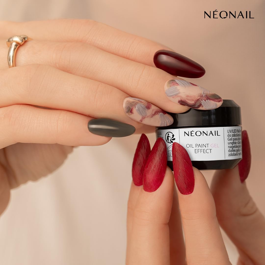 NÉONAIL Oil Paint Gel Effect - Painted Passion - Czerwony - Żel do Zdobień 3D - Manicure z Efektem 3D - 5g