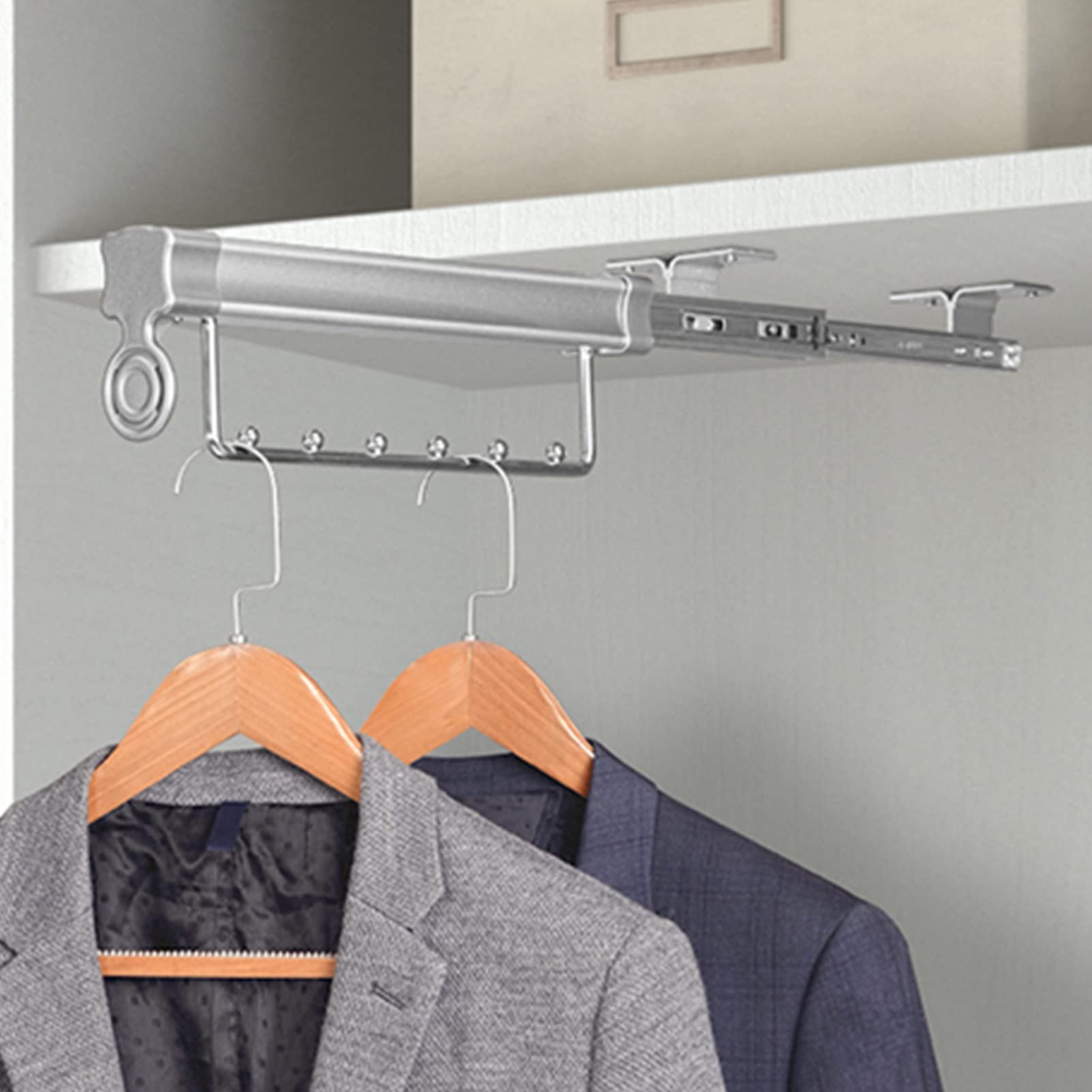 Appendiabiti Estraibile per Pantaloni, Asta Appendiabiti Estraibile Retrattile per Armadio - Asta Appendiabiti Regolabile ed Estensibile per Vestiti, Appendiabiti in Metallo per Pantaloni co