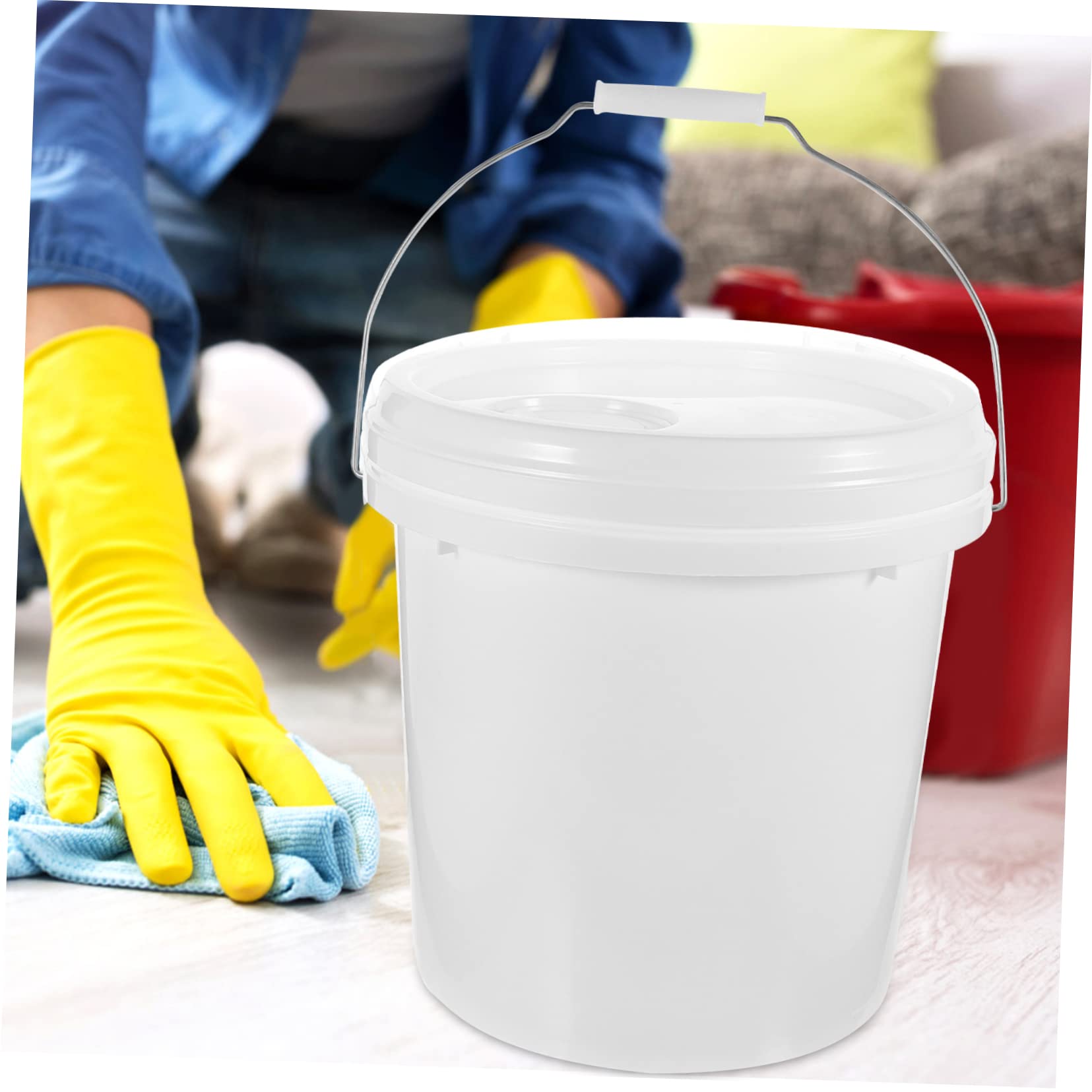 Tofficu Cubo de Pintura Blanco de 10 litros con Tapa Ligera de Hdpe para Almacenamiento Seguro y Fácil Uso en Proyectos de Pintura
