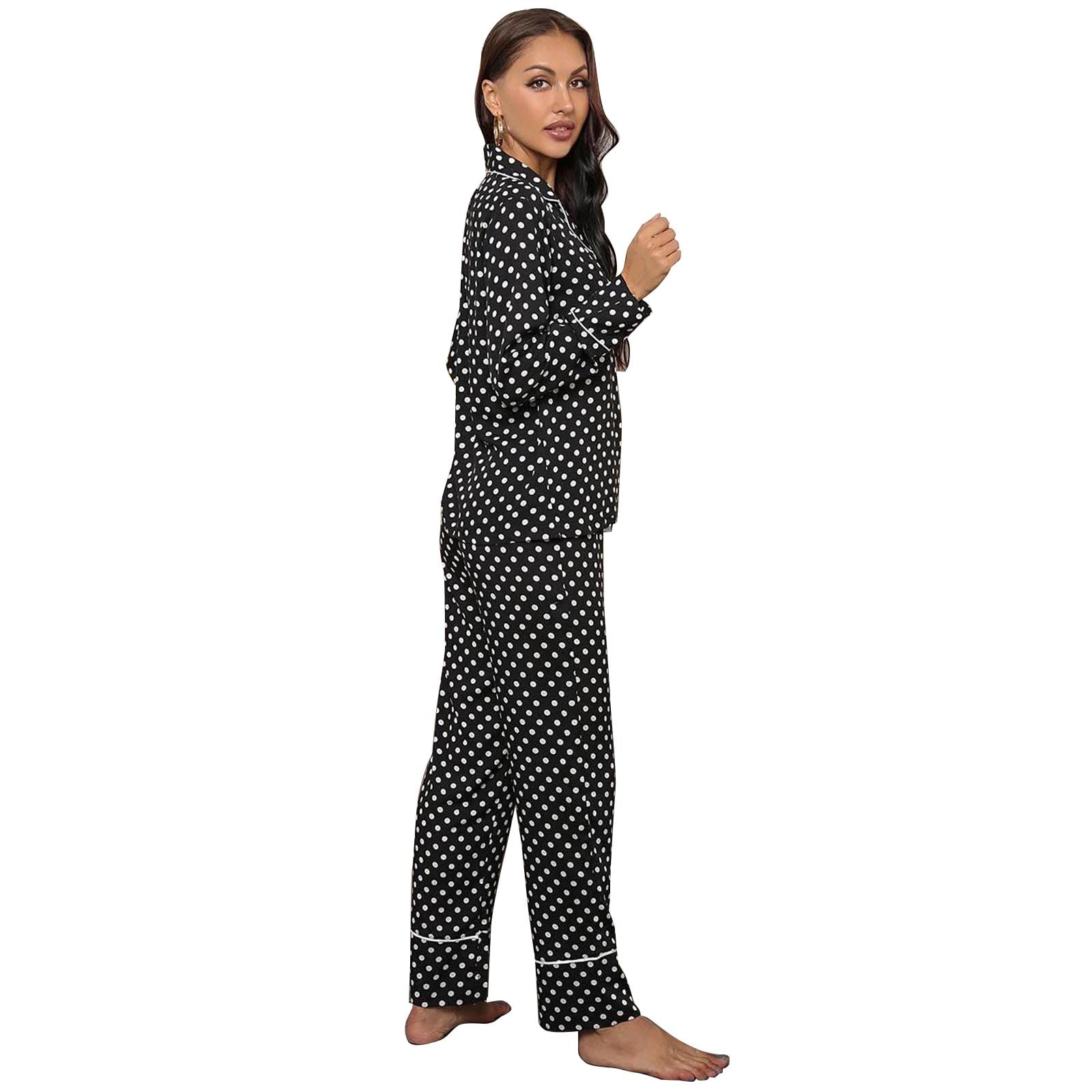 Damen Pyjama Set, Winter Button Down Damen Pyjamas, Nachtwäsche für Damen