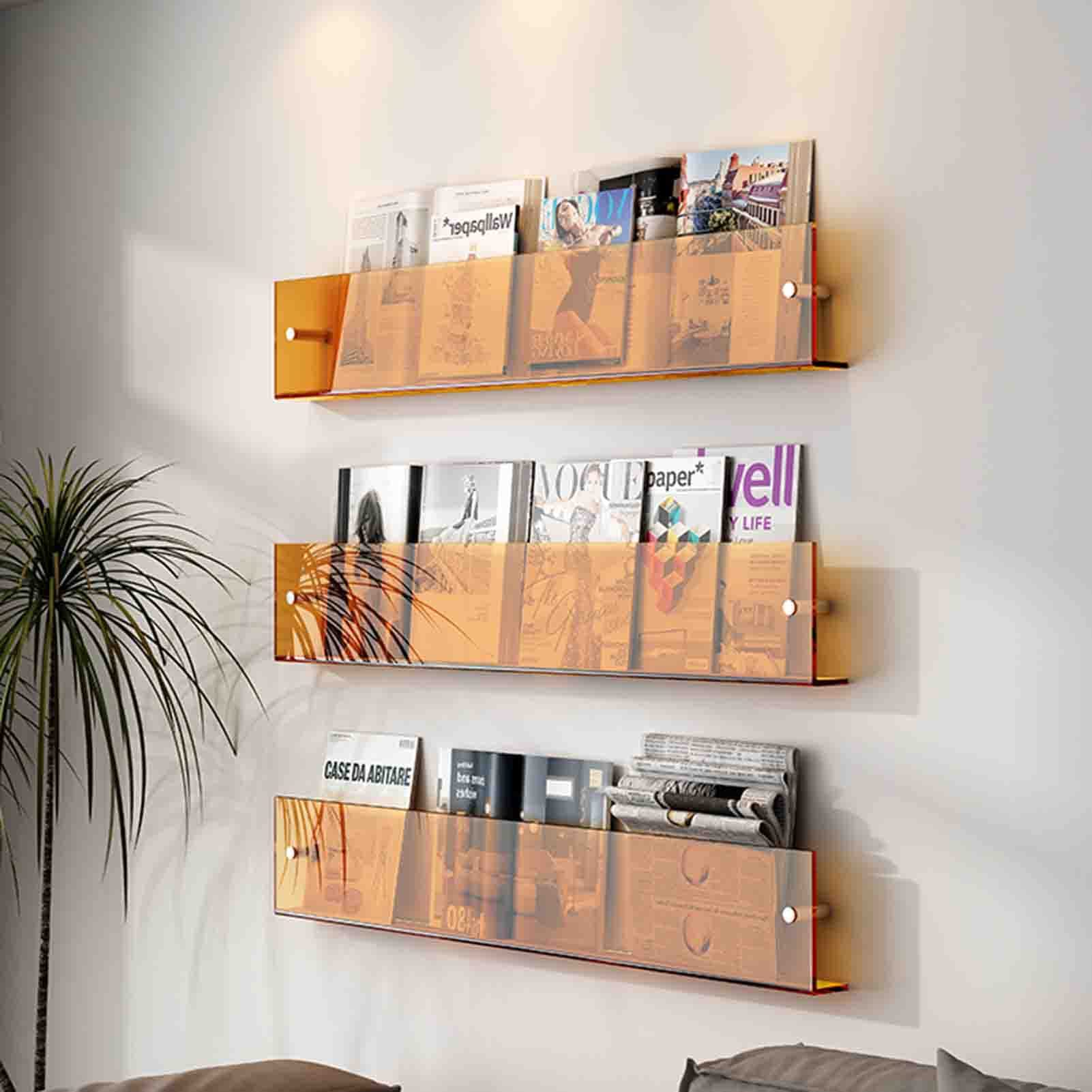 Portariviste Da Parete Hrokz 60cm Trasparente - Adesivo O Con Viti, Per Bagno Cucina Cameretta - Foto 6