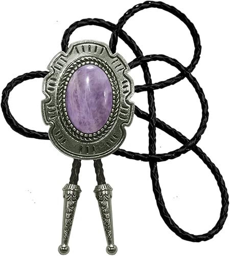 Bolo - Corbata con cierre de oso y piedra de gema, estilo celta Parterre, auténtica y cuerda de cuero vacuno