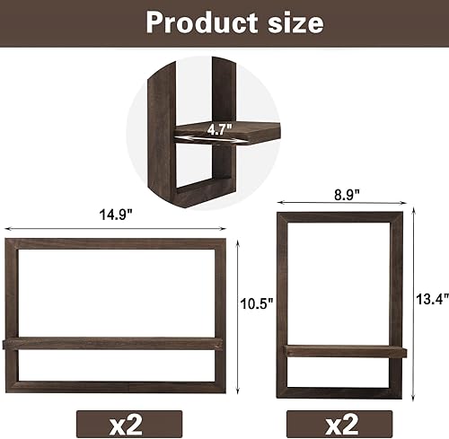 Miniatura 10 de idee-home Estantes flotantes cuadrados para pared, decoración del hogar, estantes flotantes cuadrados de madera, juego de 4, estantes colgantes de