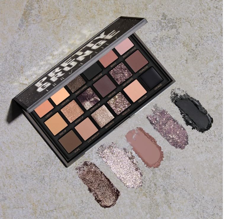 HUDA BEAUTY Original | PRETTY GRUNGE - Paleta de 18 sombras de ojos | Creamy Obsessions - Paleta de sombras de ojos | 16.8 gramos / 0.59 Oz. | by BELLA | EDICIÓN LIMITADA