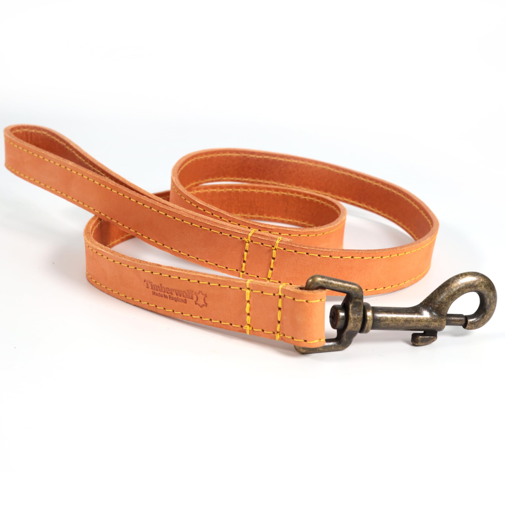 Ancol Timberwolf leather lead leash + optional personalised collar | 1m long - Tan