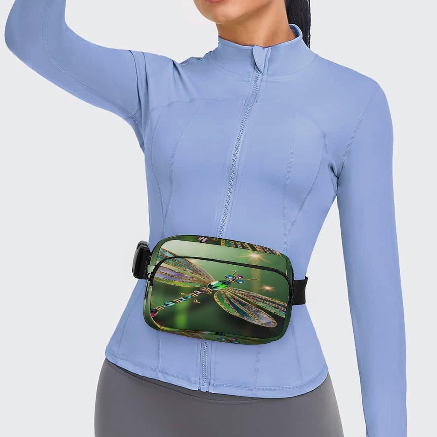 Jewel Dragonfly Fanny Pack Belt Bag with Adjustable Strap Fashion Waist Bag for Outdoor Sports Hiking