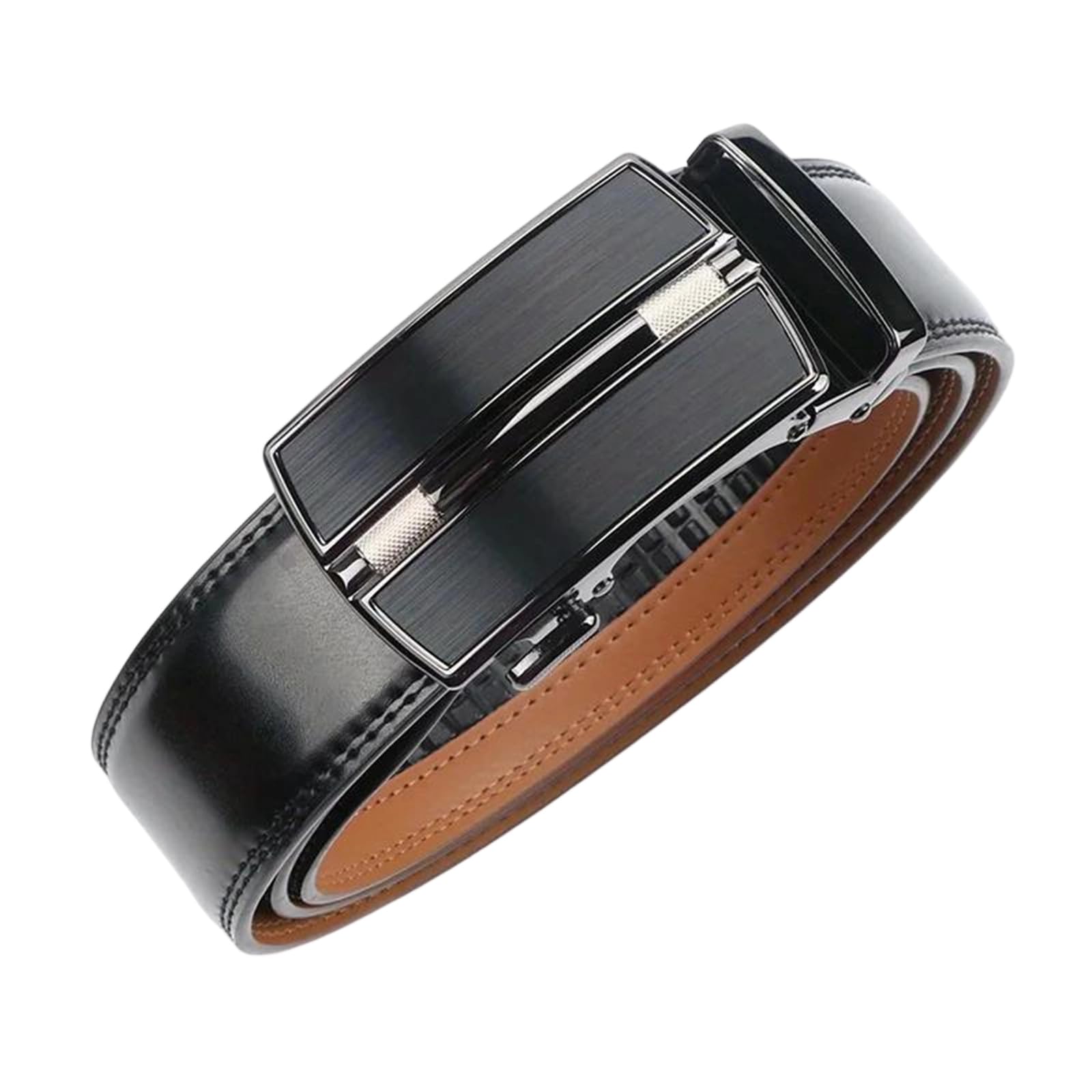 Yeuyyben Cinturón de trinquete de cuero genuino para hombre, hebilla de aleación, ajustable, casual, para todas las ocasiones