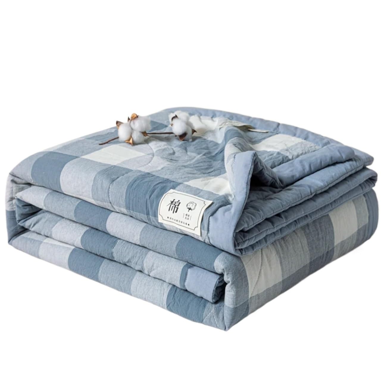 IUVYTA Summer Duvet Cotton Quilted Comforter Long Staple Quilt Core Air-conditioning Washed Plaid Soft Duvet(Color 6,180x200cm)