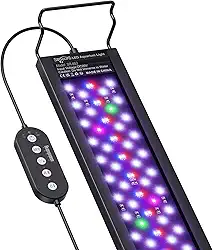 SEAOURA Luz LED para Aquário 45-60cm Água Doce, Espectro Total para Plantas, Timer 6H/8H/12H Auto Liga/Desliga, Canais WRB, 10 Brilhos & 11 Cores, Suporte Ajustável - 16W