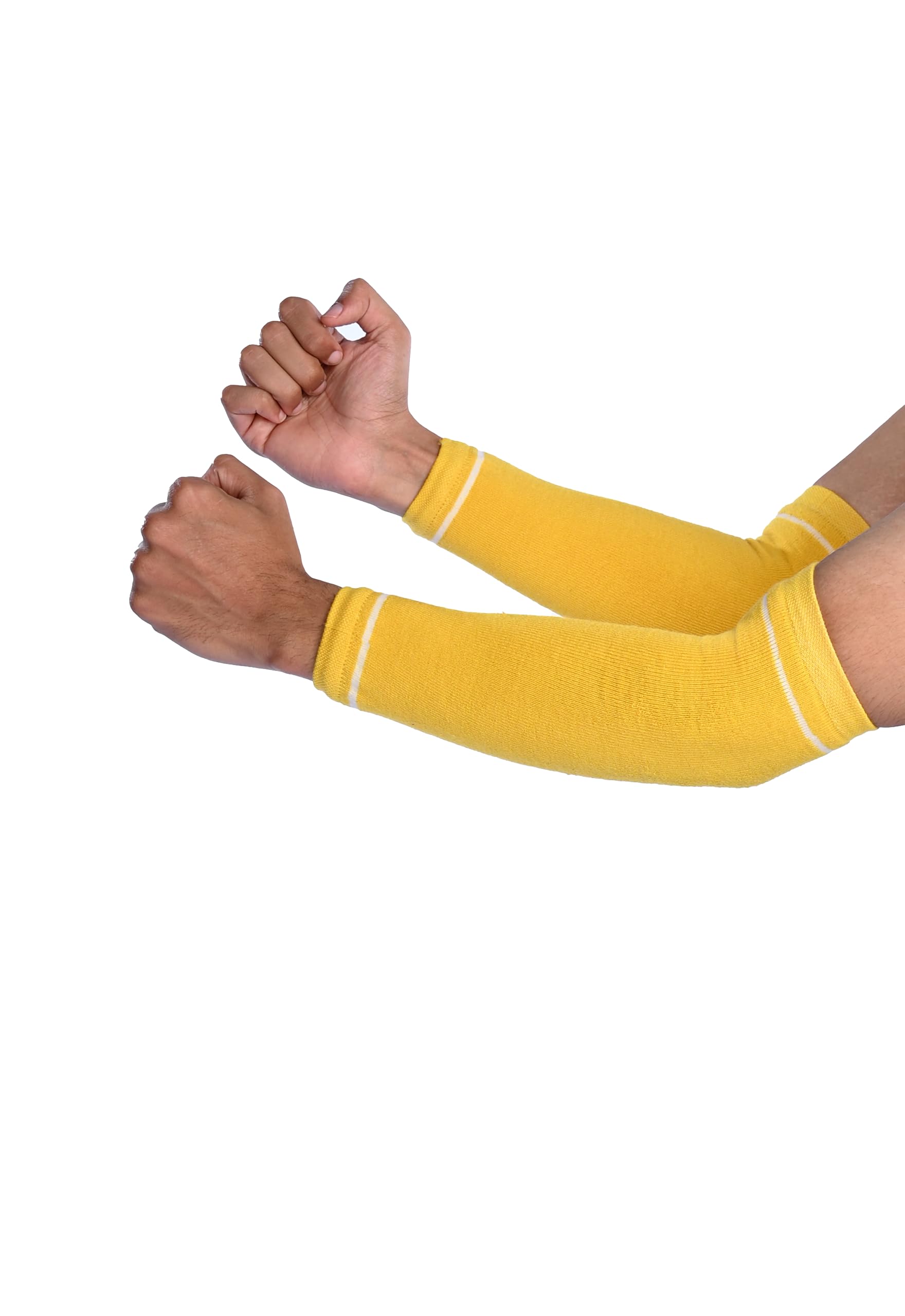 MUKHAKSH(Pack of 1 Pair = 2 Arm Sleeves Men Boys Pure Cotton Lycra Summer Sports Yellow Arm Sleeves-image-16