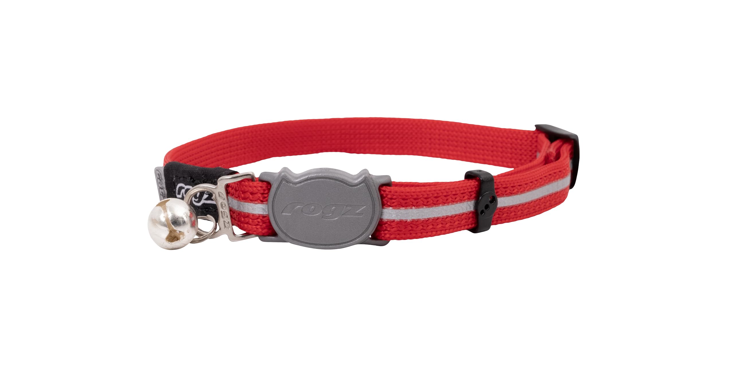 Reflective Nylon Cat Collar with Breakaway Clip and Removable Bell, fully adjustable to fit most breeds, Red