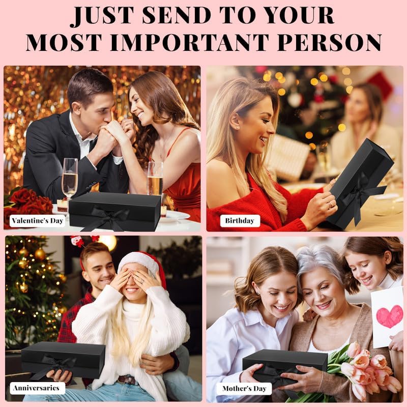 Miniatura 5 de Caja de regalo grande con tapas para regalos de 10.5 x 7.5 x 3.1 pulgadas, caja de regalo con cinta, tarjeta y tapa magnética para el día de San