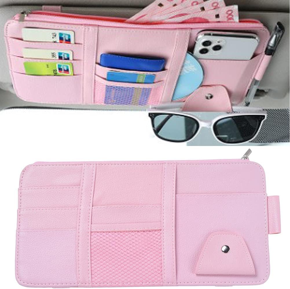 Kswl 車用 サンバイザーケース 多機能 収納ポケット サンバイザー 取り付け簡単 収納ホルダー サンバイザーポケット 小物入れ 多機能ポケット お歳暮