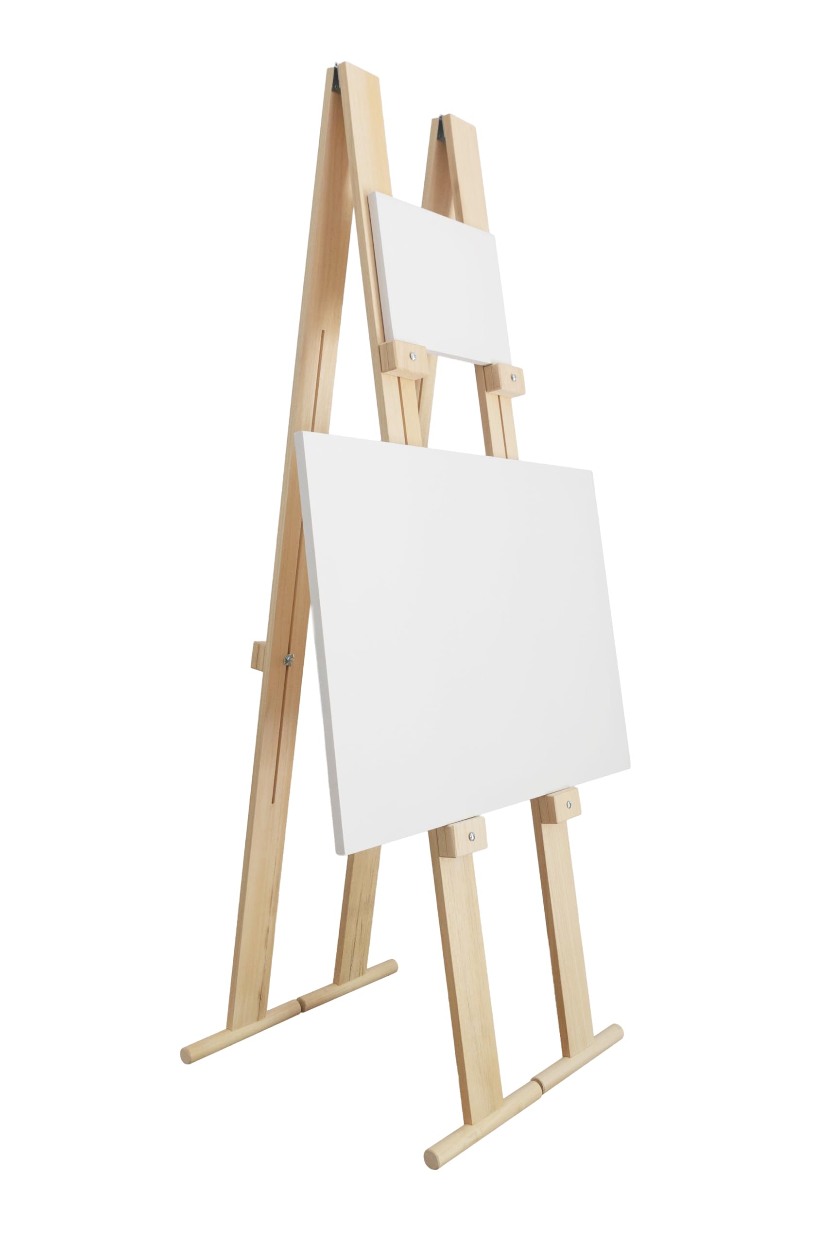 Giano Cavalletto per pittura ed esposizione quadri in legno Ayous naturale, regolabile in altezza ed inclinazione, portata 20 kg, made in Italy con struttura brevettata, ideale per grandi opere