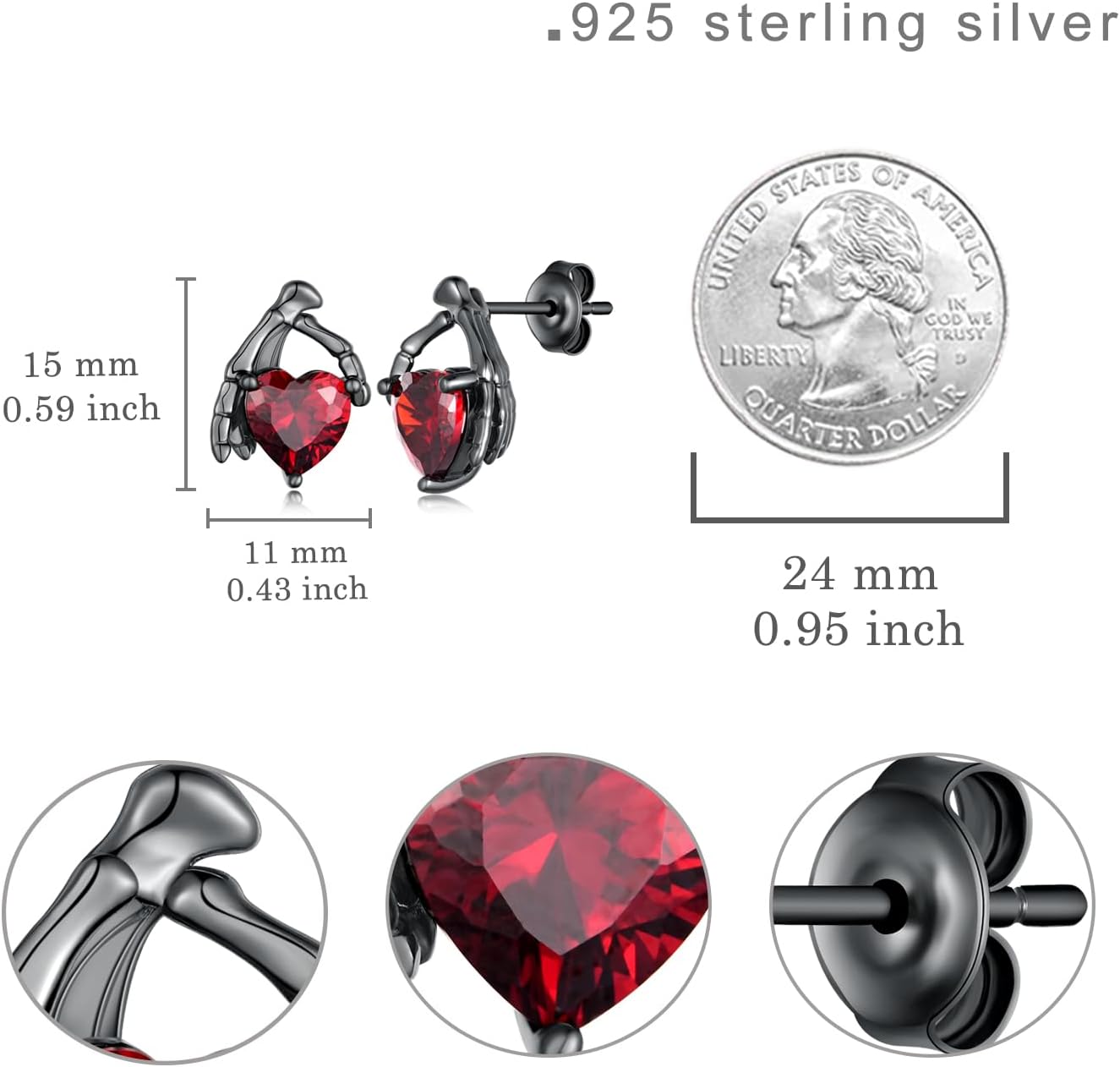 Skull/Skeleton Hand/Pirate/Cross/Bat Earrings 925 Sterling Silver Gothic Earrings for Women Men Gothic Jewelry Gifts for Women Men - Image 4