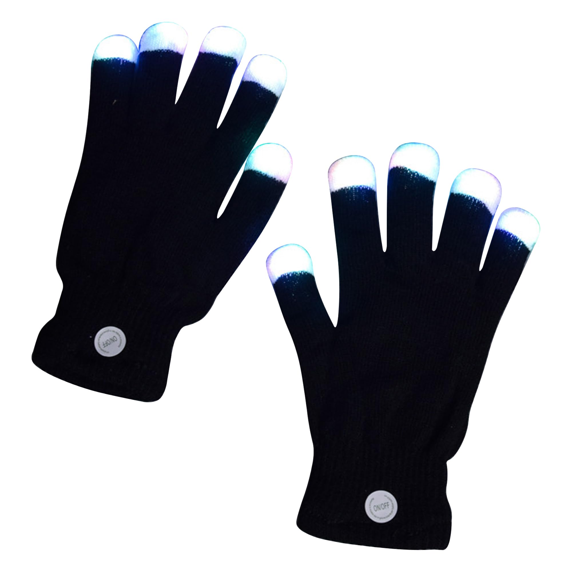 LED Rave Gloves, 7 Colors Multi-Mode Light Up Finger Gloves for Adults - Breathable Polyester Gloves for Concerts, Parties & Stage Performances