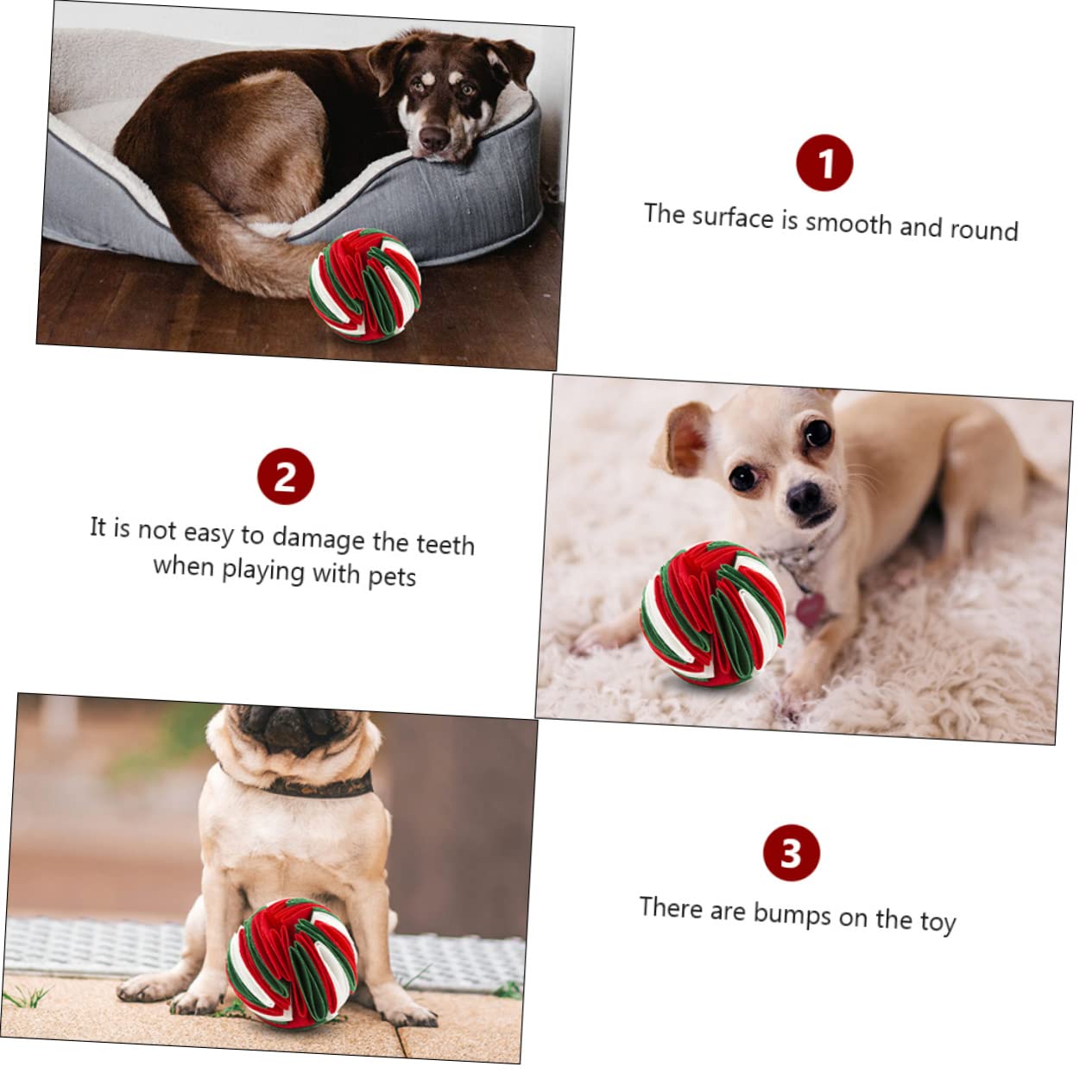 YARNOW 3pièces Jouet à Mâcher pour Chien Jouet De Dentition Stimule Intérêt Et Favorise Une Alimentation avec Compartiment pour Nourriture