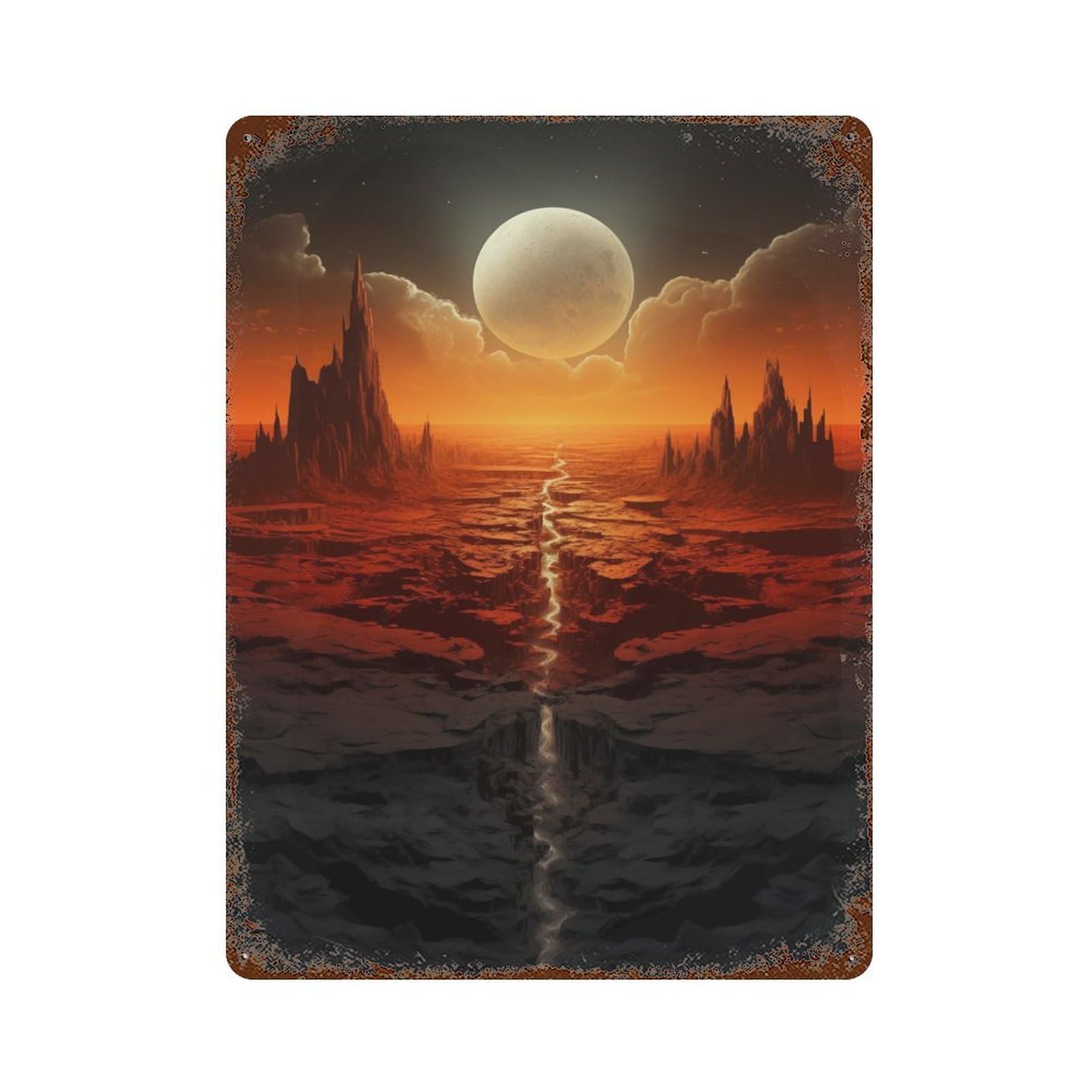 Epic Alien Planet Rusty Metal Tin Sign 15.7"x11.8", for Pub, Kitchen And Man Cave Decor, Farmhouse Wall Decor