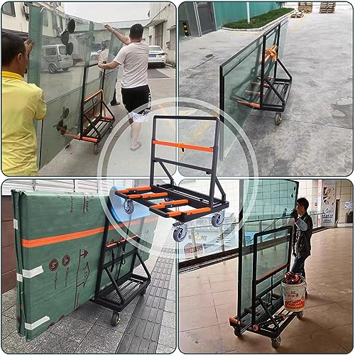 Upgrade Folding Drywall Cart Heavy Duty,Drywall Dolly Load 2200 lbs Capacity,Panel Cart with Extended Large Deck,Panel Dolly Handling Plywood Sheetrock Glass and Windows Service