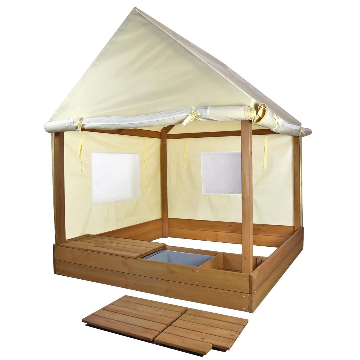 Meppi Sandkasten XXL mit Dach und Seitenwänden flexibel einsetzbar - Sandkiste Sandbox aus solidem Holz für Kinder