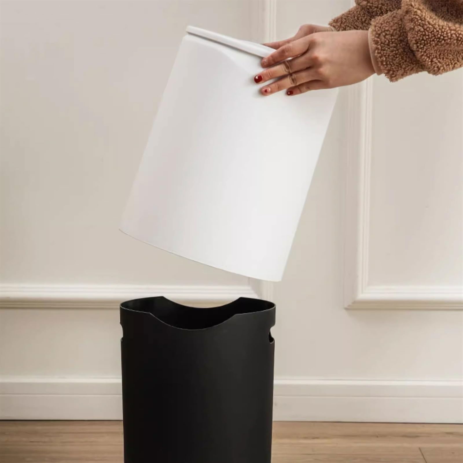 Papelera Papelera for el hogar, sala de estar, baño creativo, baño con tapa, cesta de papel, dormitorio con tapa, estilo nórdico Papelera De Cocina(C,L)