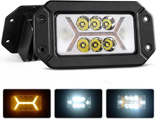 Chelhead Barras de luz LED de montaje empotrado con ámbar DRL 24W Spot Inlood Combo Off Road Backup Driving Lights Fog Lamp para Jeep Ford Bumper