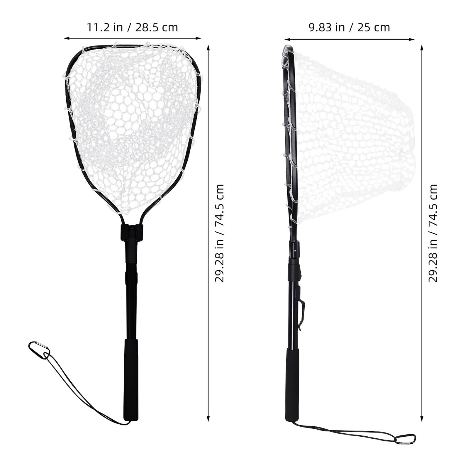 Ciieeo Red Plegable de Pesca con Malla de Silicona y Marco Negro Ligera y Compacta Portátil para Acuarios Pesca de Agua Dulce y Salada Captura Segura y Acuicultura