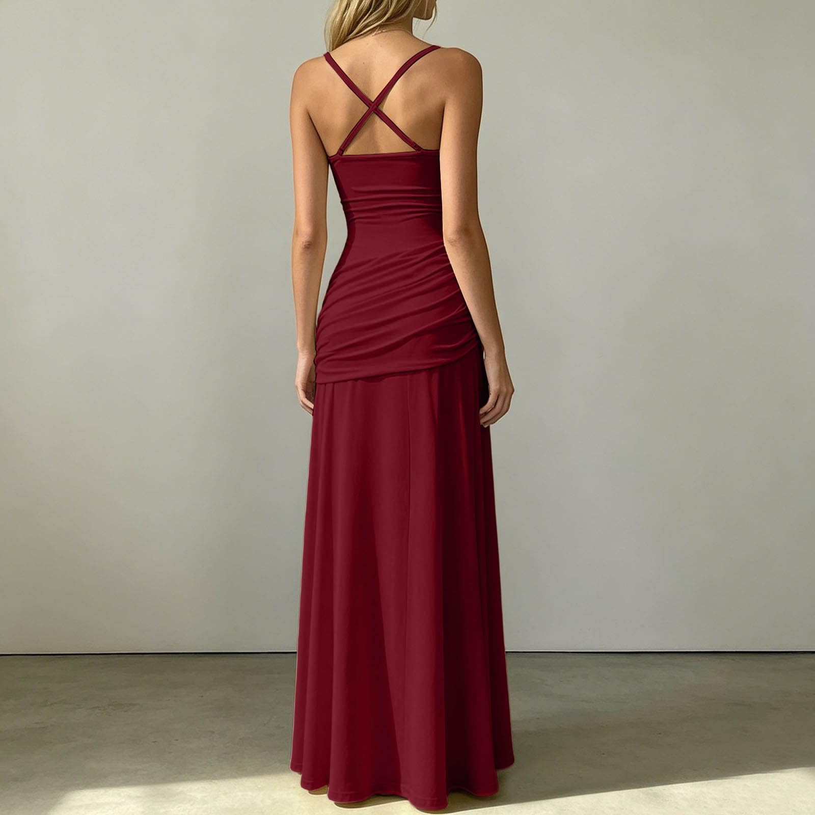 Elegante Vestido Formal de Corte A, Liso, sin Mangas y con Cintura Ajustada, para Fiestas de Noche.