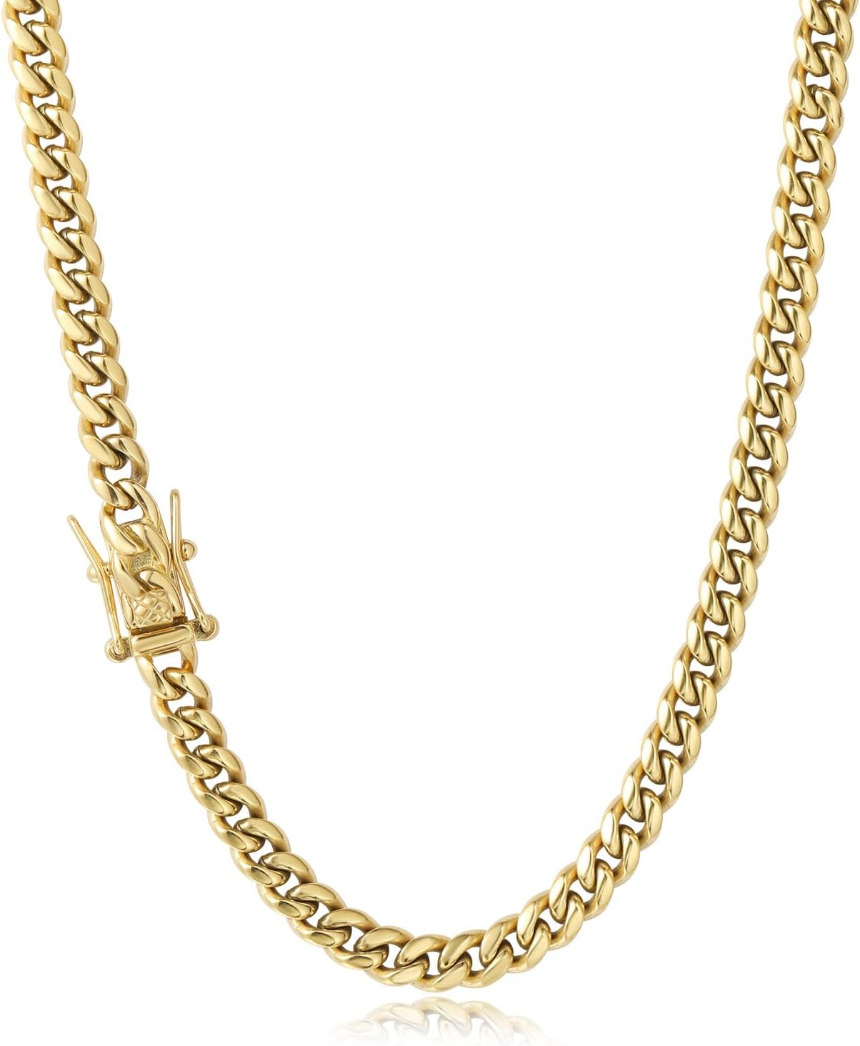 Cuban Link Chain Necklace/Bracelet for Men Women,14k Gold Plated 316 Thick Stainless Steel(Double Safety Clasp With 14K Stamp) , Hip Hop Jewelry for Birthday/ Holiday Valentines Day /Anniversary Father's Day (10mm 18 inches)