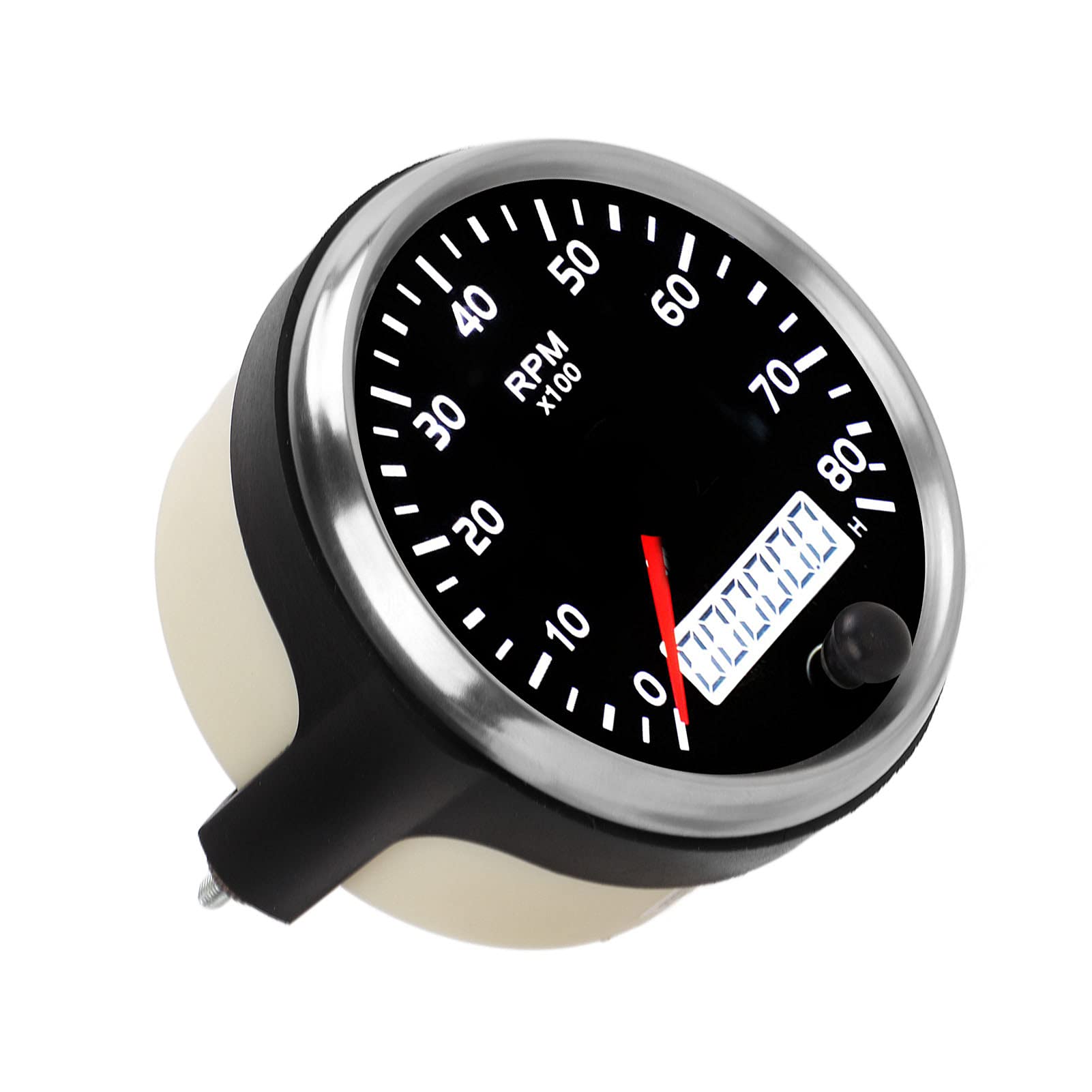 Fockety 85 mm Drehzahlmesser, 8000 U/min LCD-Display, wasserdichter Drehzahlmesser, elektronischer Drehzahlmesser, Hintergrundbeleuchtung, Drehzahlmesser für 1-8 Zylinder Benzinmotor, Auto, Boot