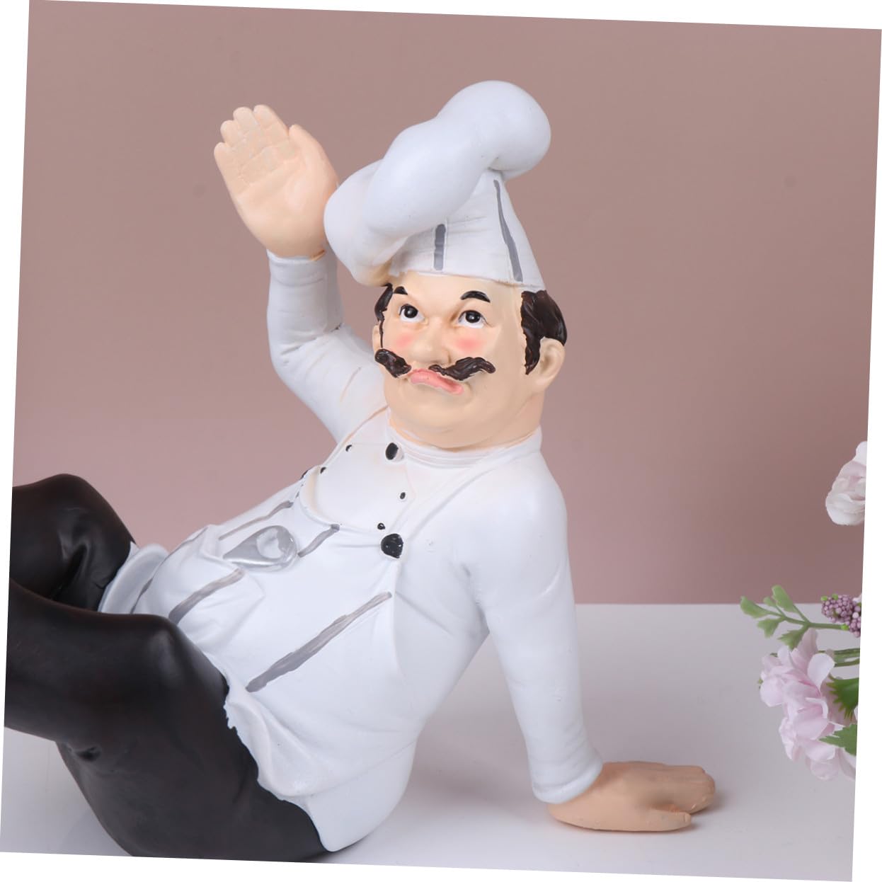 iplusmile Statua Chef in Resina Stile Europeo Decorazione Stabile per Cucina Ristorante e Casa Ornamento da Tavolo
