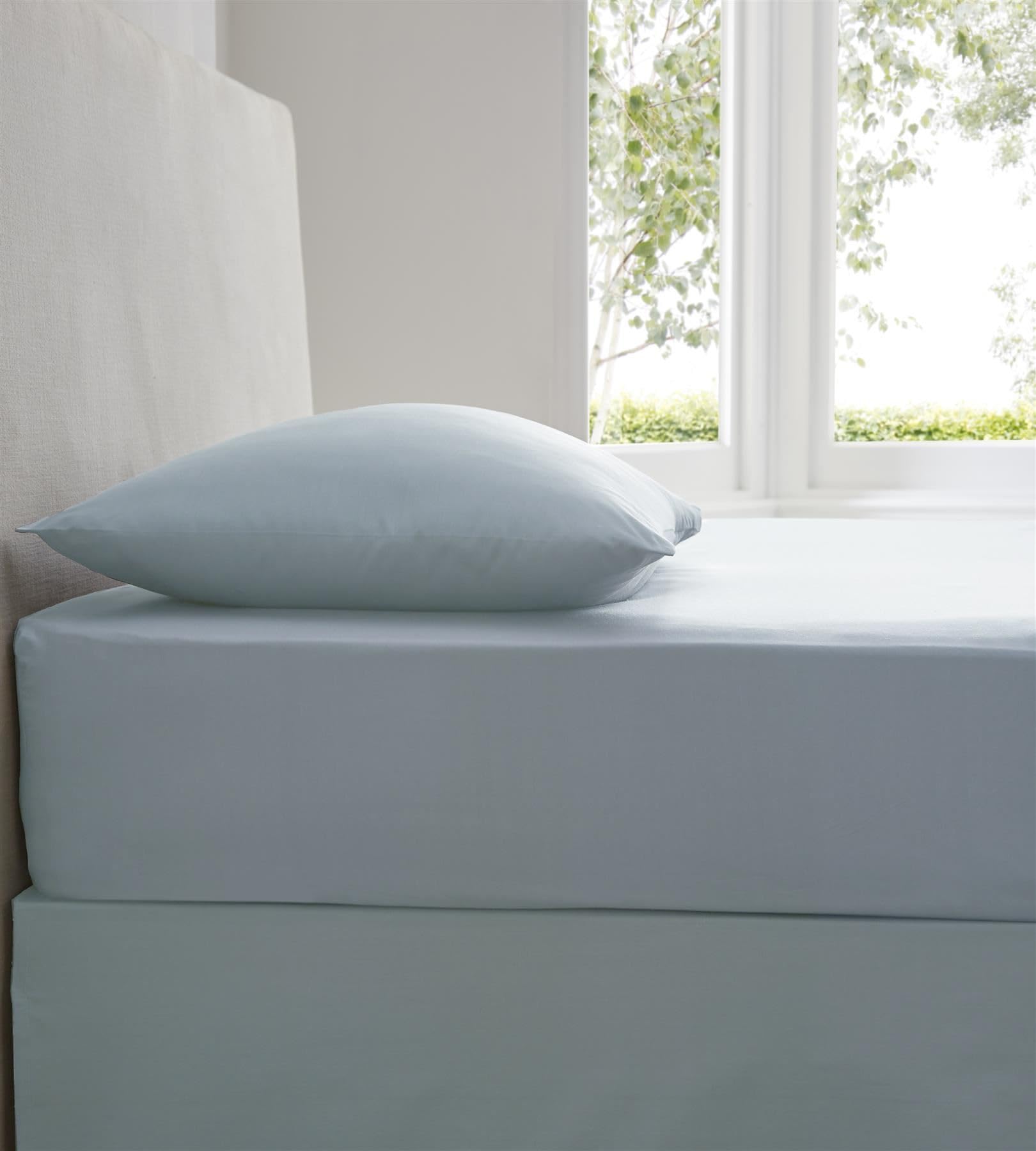 Kampala Hill Percale Super King Fitted Sheet Extra Deep Bedding Sky Blue