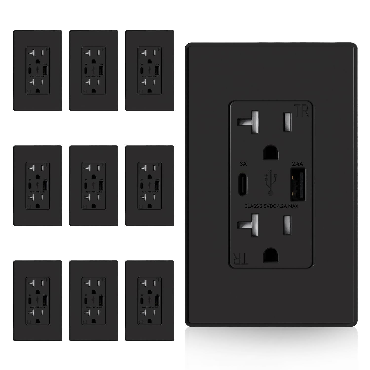 USB Outlets with Wall Charger - 6 Pack -18 USB Outlets with Wall Charger - 6 Pack -18
