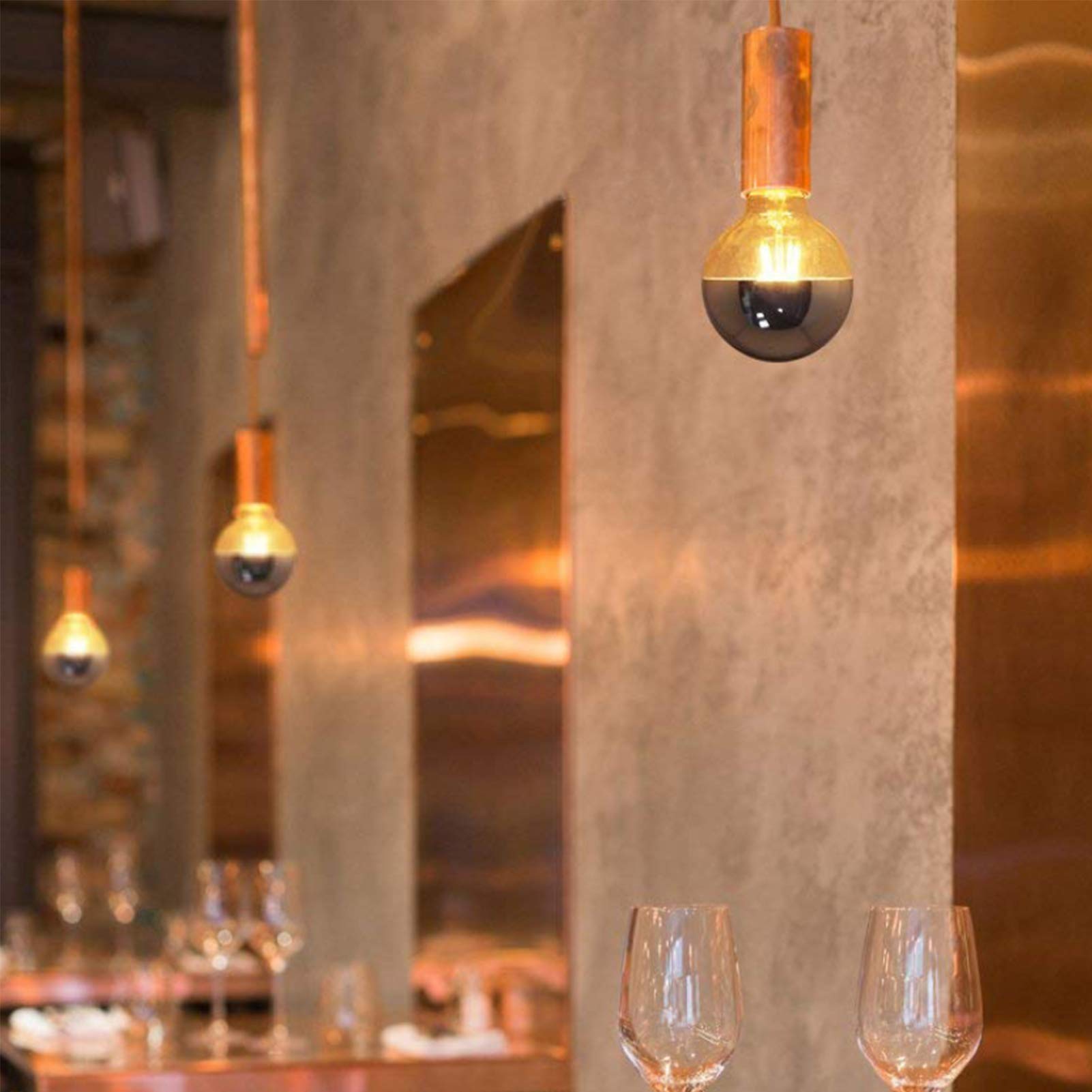 Lampe semi-chrome 4 W G45 à intensité variable, blanc chaud 00 K équivalent 40 W, ampoule rétro à filament LED 400 lm, avec miroir argenté, utilisée dans les restaurants d'intérieur, 4 paquets, arge