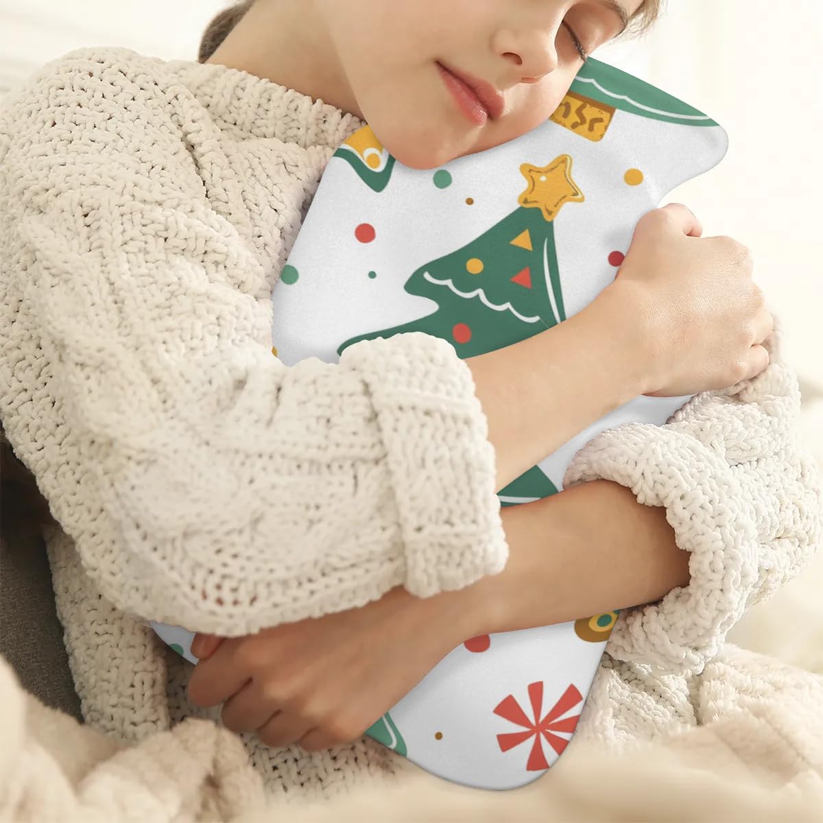 Hot Water Bottle with Soft Cover,2L Retro Tree Christmas Hot Water Bag for Hot and Cold Compress, Hand Feet Warmer, Rubber Hot or Cold Water Bottle Halloween Christmas Decorations