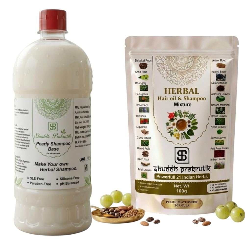 Milky Shampoo Base with Herbal Hair Oil & Shampoo Mixture, Sulfate-Free, Paraben-Free, Silicone-Free, 21 Indian Herbs (Milky Base + Mixture)-image-8