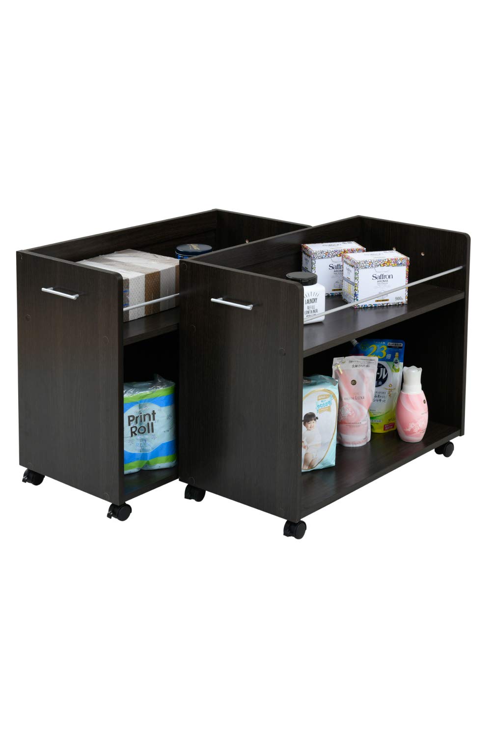 JK Plan SGT-0131-DB Closet Storage Rack, Set of 2, Width 15.0 inches (38 cm), Depth 30.7 inches (78 cm), Casters Included, Wagon, Closet