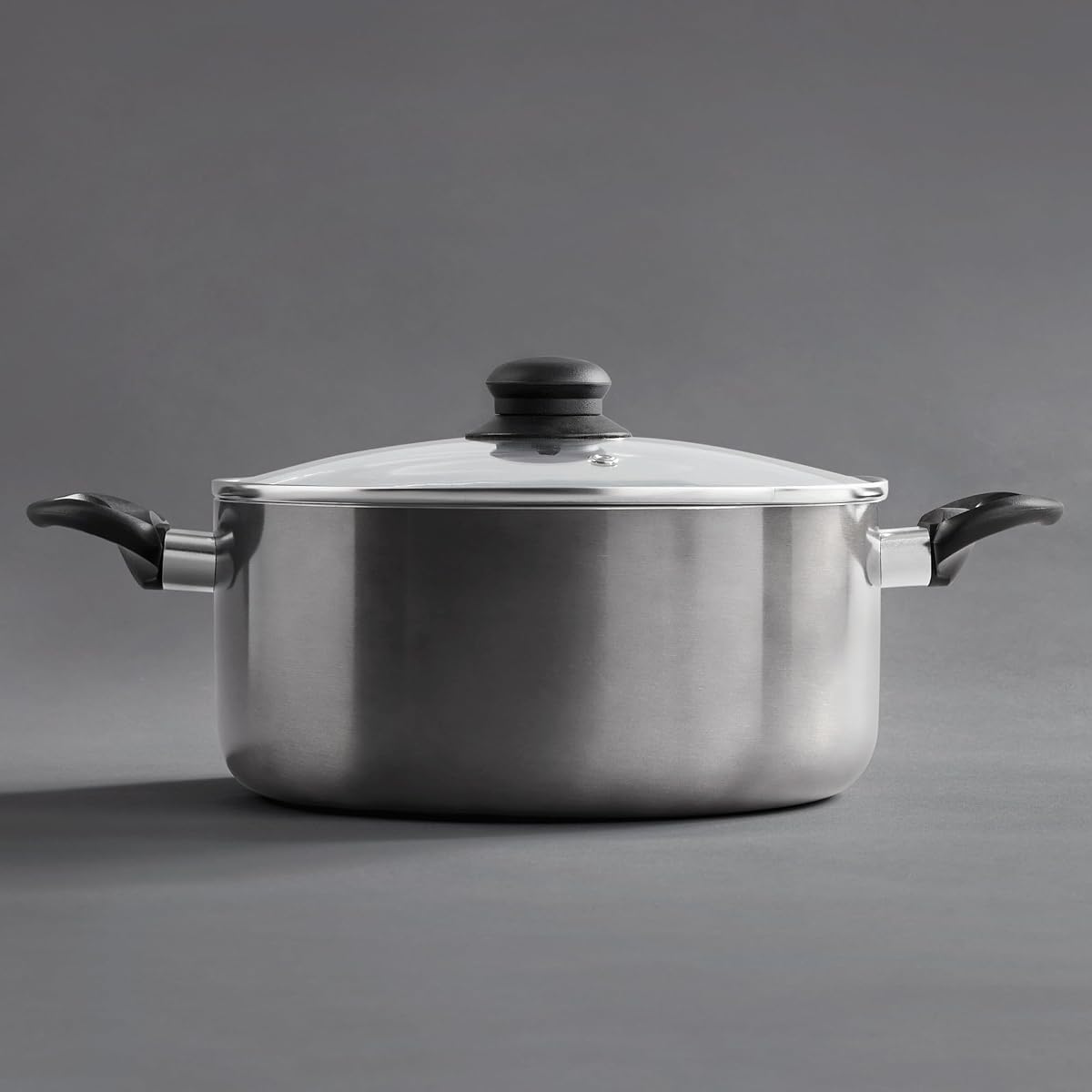 20-Piece Ceramic Metallic Cookware Set, Nonstick - Platinum | 20-piece cookware set with ceramic nonstick interiors, glass lids, utensils, strainer, pads, and griddle pan.