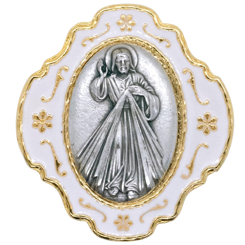 Small Rosary in Beautiful Metal Case | Divine Mercy or Sacred Heart Medal Design | Great Catholic Gift for First Holy Communion or Confirmation | Made in Italy, Metal, No Gemstone