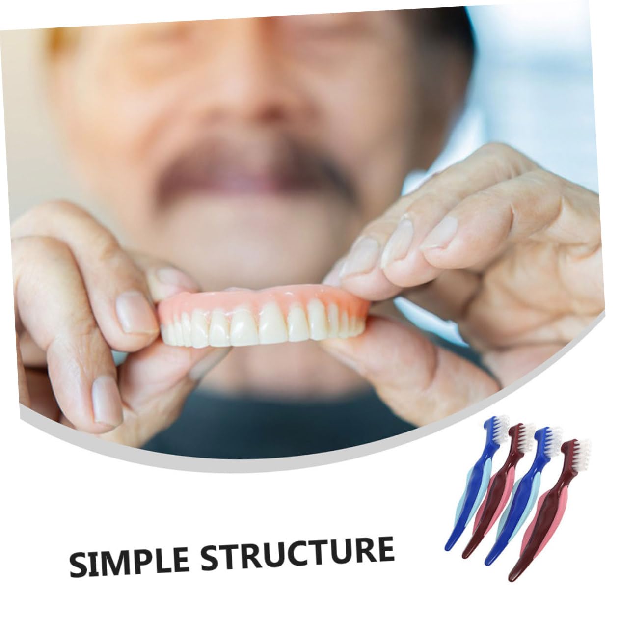 CALLARON 10pezzi Spazzolini Per Dentiere Testine Doppie Spazzole Per La Dentiere Facili Usare Design Compatto e Portatile