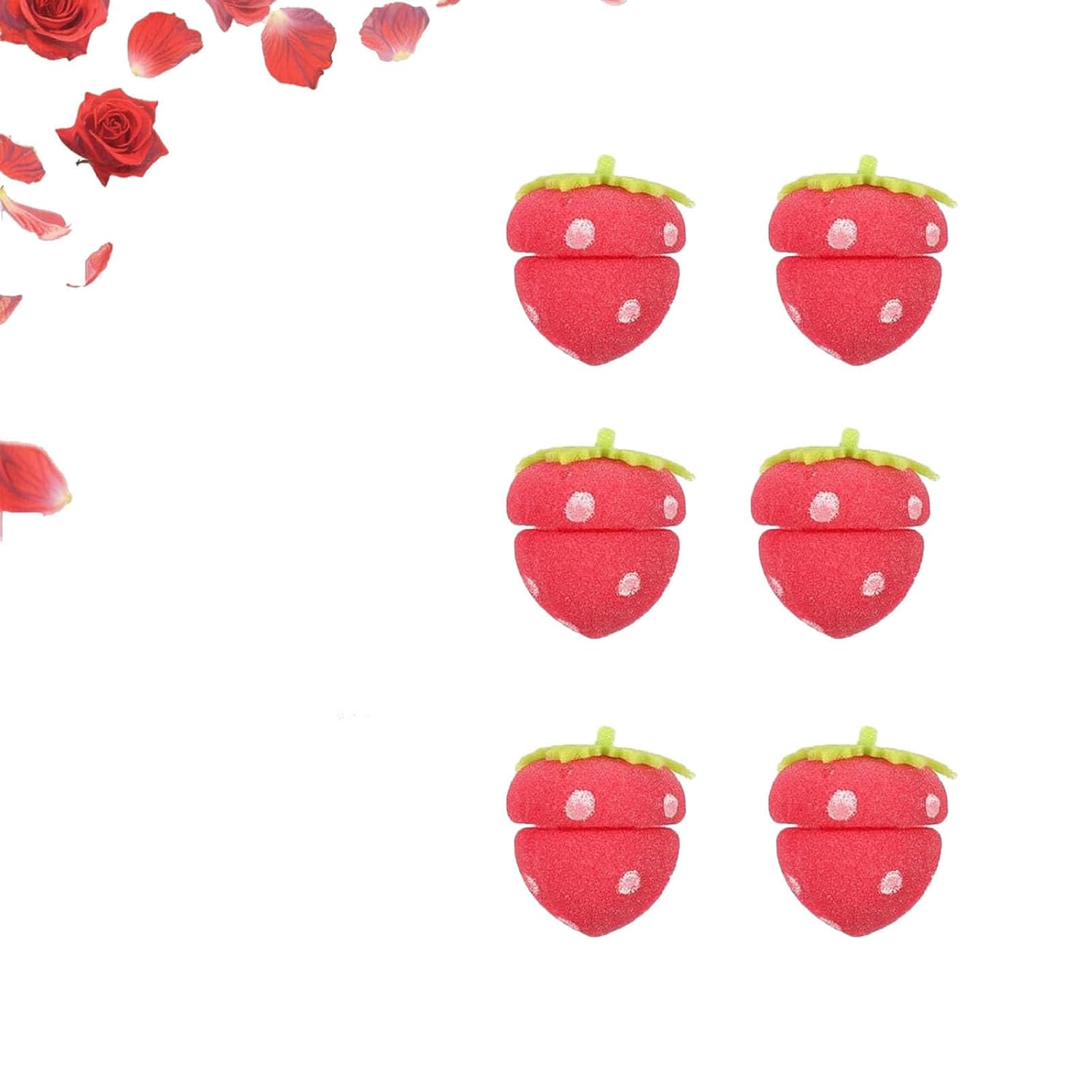 Strawberry Hair Curlers, Strawberry Heatless Curlers, Strawberry Foam Rollers, Strawberry Foam HairCurlers For Long Hair & Short Hair, Strawberry Shape HairCurlers Styling Tools (18PC, Small)