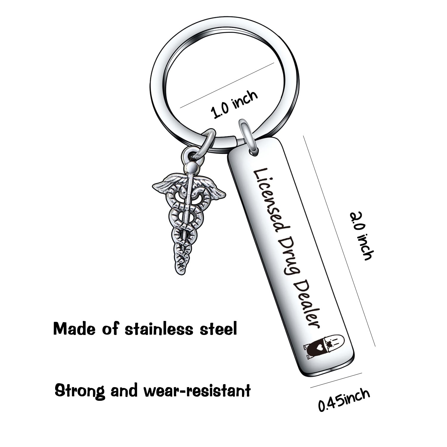 De&ai Pharmacy Tech Keychain For Pharmacist Gifts Pharmacist Graduation Jewelry, Pharmacy Technician Gifts RX Jewelry, Licensed Drug Dealer Keychain