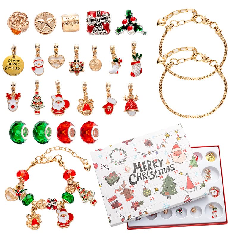 BaokaiAdvent Calendar 2023 Christmas Decoration, Charm Diy Bracelet 24 Days Christmas Countdown Calendar Bracelet Christmas Gift Blind Box For Daughter Granddaughter, Niece