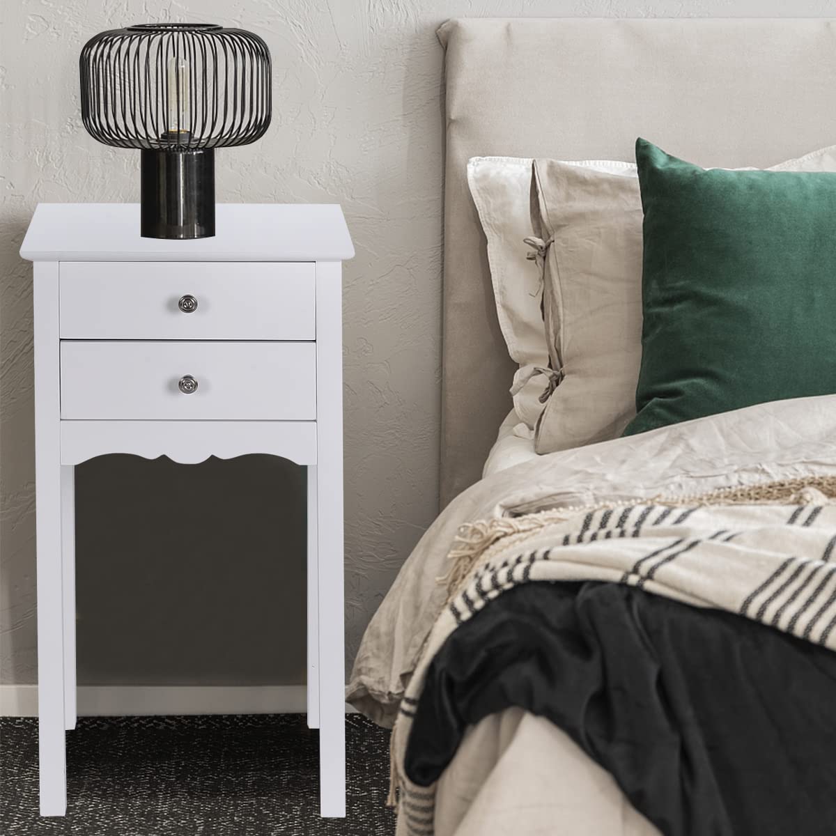 GIANTEX Set Di 2 Comodini In Legno 3 Ripiani – 40x40x61 Cm – Piccoli Tavolini Per Soggiorno E Camera Da Letto