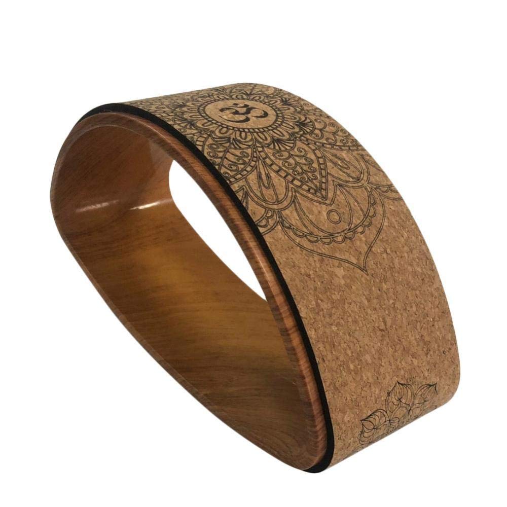 Rueda de yoga de corcho para estiramiento de espalda y pilates, resistente y natural, rueda de fitness sólida para entrenamiento de yoga