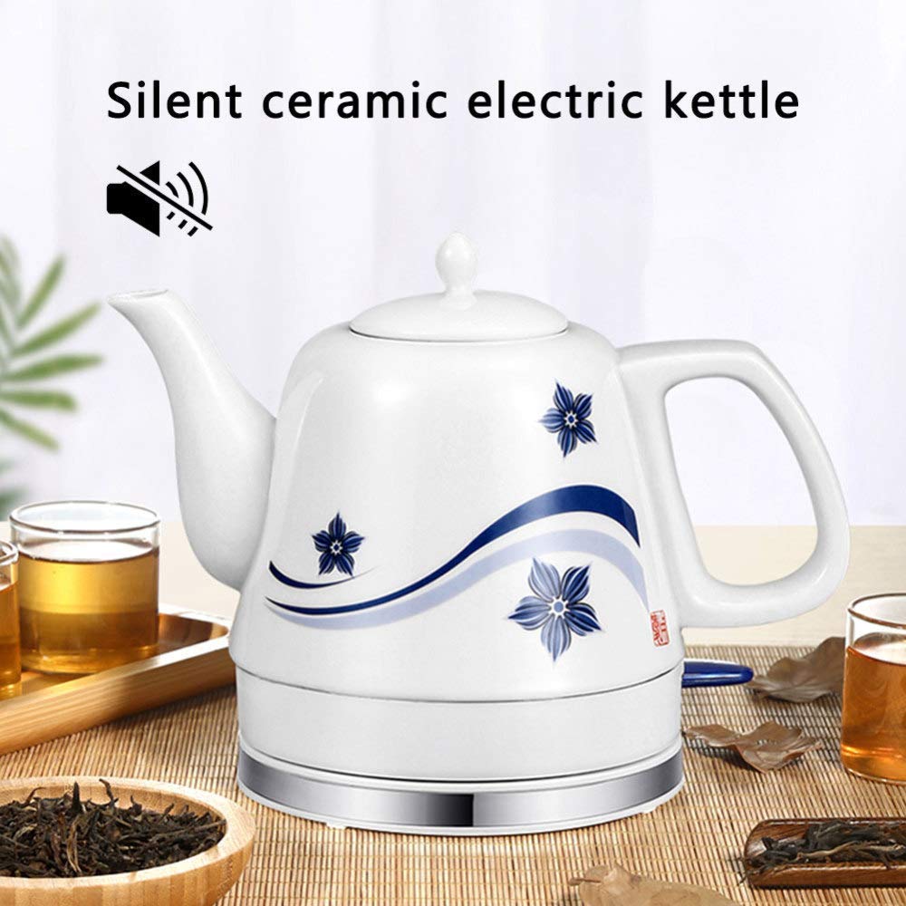 Czajniki - Elektryczny, ceramiczny, bezprzewodowy, biały czajnik Czajniczek - Retro dzbanek 1,0 l, 1000 W Szybko gotuje wodę na herbatę, kawę, zupę Płatki owsiane - zdejmowana podstawa Ochrona przed