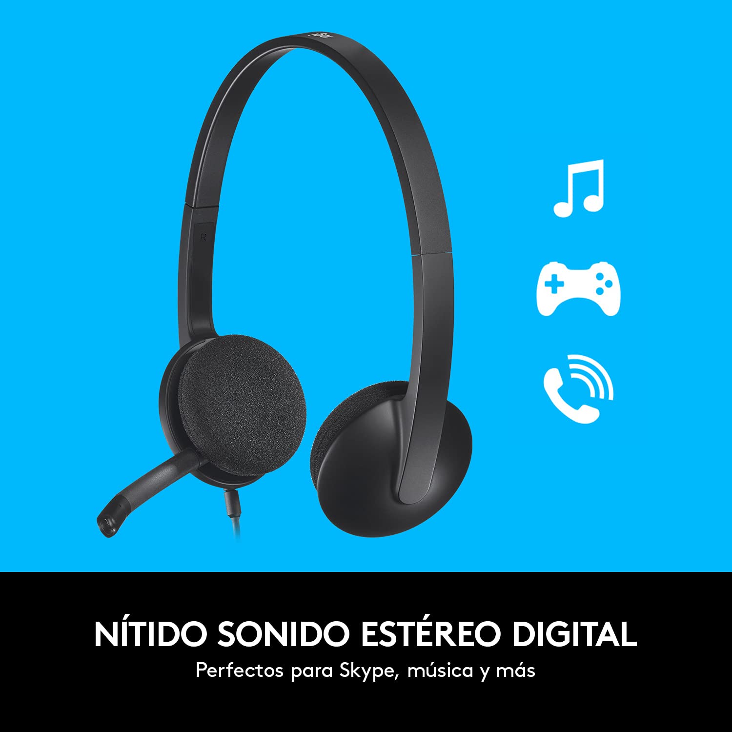 Logitech H340 Auriculares con Cable, Sonido Estéreo con Micrófono con Supresión de Ruido, USB, PC/Mac/Portátil/Chromebook - Negro